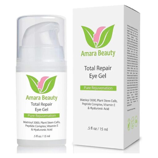 Amara Beauty Eye Cream Gel for Dark Circles and Puffiness with Peptides & Hyaluronic Acid, 0.5 fl, oz .