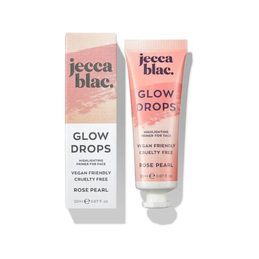 Jecca Blac Rose Pearl Glow Drops, Face Primer for Longlasting Base, Liquid Highlighter Makeup, Illuminates and Prepares Skin, Dewy Finish, Gender Neutral and LGBTIQA+ Inclusive Make Up, 20ml