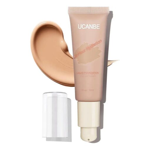 UCANBE Matte Liquid Foundation Makeup, Medium to Full Coverage Waterproof Longwear Serum Cream Foundation for Combination & Oily Mature Skin, Lightweight Hydrating & Nourishing, True Beige, 1 fl, oz .