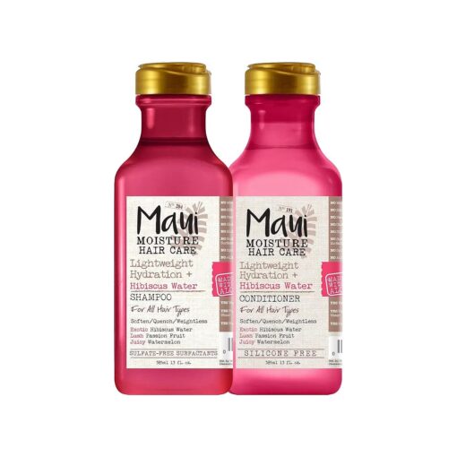 Maui Moisture Lightweight Hydration + Hibiscus Shampoo + Conditioner for Daily Moisture, No Sulfates, 13 Fl Oz