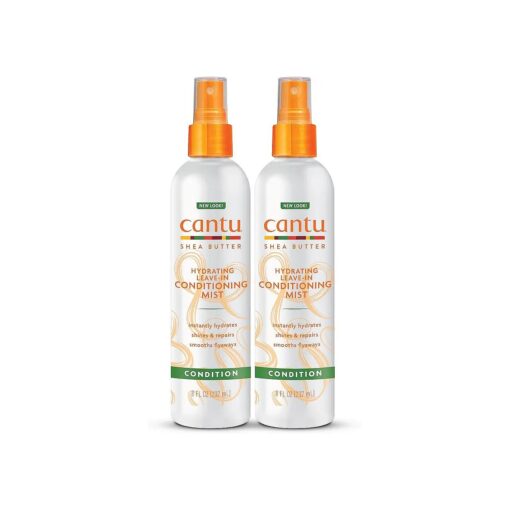 Cantu Leave-In Conditioning Mist with Pure Shea Butter, 8 fl oz ( Pack of 2 ) ( Packaging May Vary )