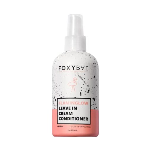 FoxyBae Leave In Conditioner Spray - Flaminglow Biotin Leave In Conditioner Cream for Healthy Hair Growth - Hair Detangler Spray For Women - Keratin Treatment for Curly, Color Treated Hair 8 oz