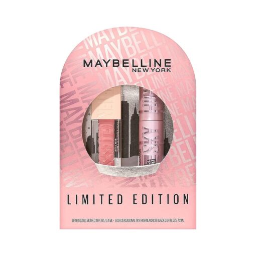 Maybelline New York Lash Sensational Sky High Mascara and Lifter Gloss Gift Set, Includes 1 Miniature Mascara and 1 Full-Size Lip Gloss, 1 Kit, Black