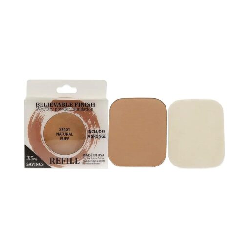 Sorme Cosmetics Believable Finish Powder Foundation Refill in Natural Buff ( 0.23oz ) | Medium to Full Coverage Makeup Foundation Powder | Matte Finish Pressed Powder | Cruelty-Free Powder Makeup