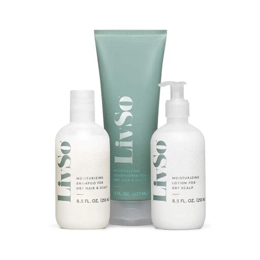 Complete Hair and Scalp Moisturizing Solution - Shampoo, Conditioner and Lotion - Naturally Derived - Fresh Feel Product - A Little Bit of LivSo Goes a Long Way