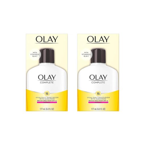 Olay Face Moisturizer Complete Lotion All Day Daily Facial Moisturizing Lotion SPF 15 for Normal Skin and Hydration, Oil-Free Non-Greasy, 6 Fl Oz ( Pack of 2 )