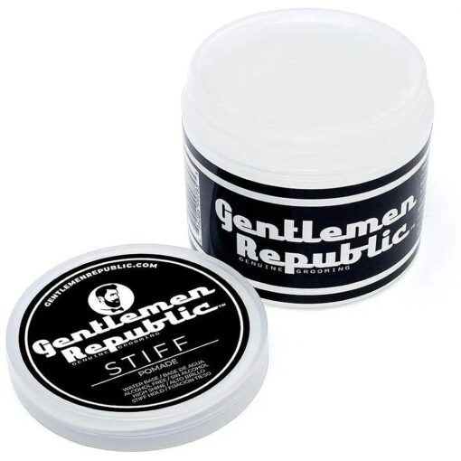 Gentlemen Republic 4oz Stiff Pomade - Lightweight All-Day Hold with High Shine Finish, Alcohol-Free and Paraben-Free Formula, Suitable for Thick Hair