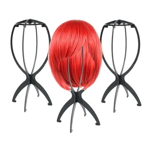 3 Pack Wig Stand Holder, Portable Collapsible Wig Holder for Multiple Wigs, Durable Wig Stands for Women Wig Drying Stand Travel Wig Holder Stand Wigs Display Stand Tool ( Black )