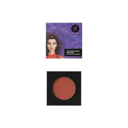 SUGAR Cosmetics Contour De Force Mini Blush - 04 Salmon Superstar ( Warm Peach ) Longlasting Formula, Lightweight