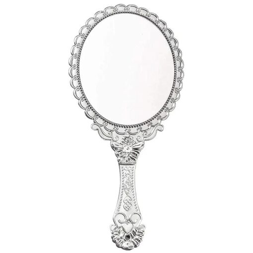 Hand Mirror Makeup Mirrors Handheld Decorative Personal Vintage Cosmetic Travel Mirrors ( Silver )