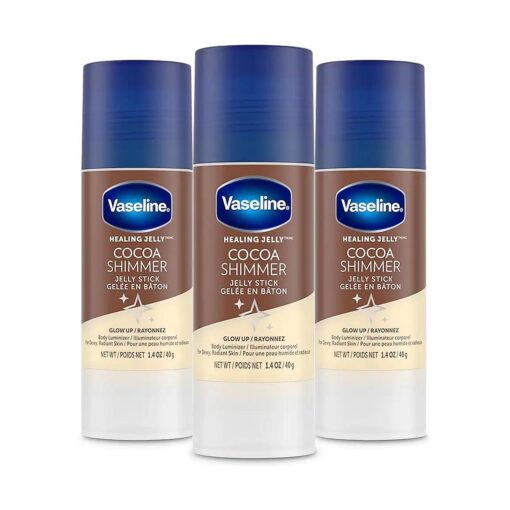 Unilever Vaseline Cocoa Shimmer Jelly Stick GLOW UP Body Luminizer For Dewy Radiant Skin 1.4 oz - 3 Count