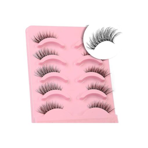 False Eyelashes Natural Half Lashes Short Wispy Fluffy Soft Clear Band 1/2 Lashes Pack Cat Eye 3D Faux Mink 3/4 Eye Lashes Multipack By Himirell, Lash Clusters, Half Lash