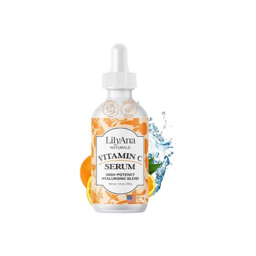 LilyAna Naturals Vitamin C Serum for Face - Face Serum with Hyaluronic Acid and Vitamin E, Anti Aging Serum, Reduces Age Spots and Sun Damage, Promotes Collagen and Elastin ( 1oz )