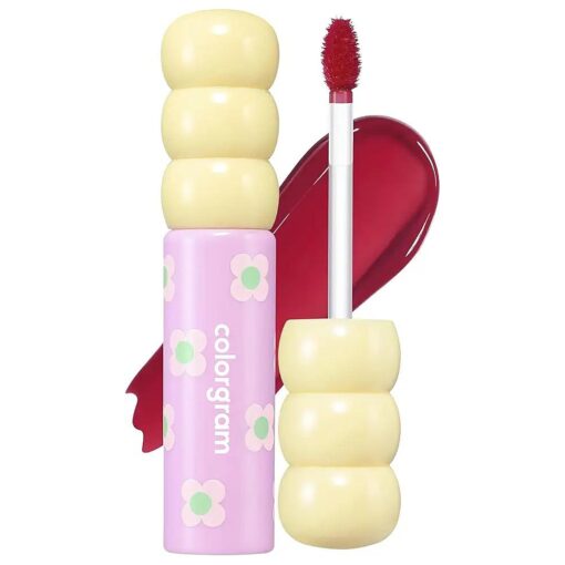 COLORGRAM Fruity Glass Tint 08 Lovely Raspberry | | Lip Plumper l Glossy Dewy Lip Gloss, Highly Pigmented Raspberry Red Shade with Glowing effect, Buildable & Blendable 0.11 Oz .