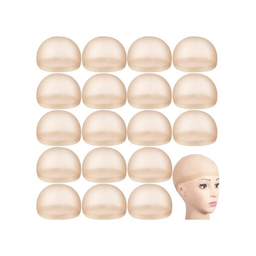 100 Pieces Wig Cap Elastic Medium Nylon Stocking Caps Stretchy Stocking Wig Caps Secure Your Hair, Lightweight, Breathable ( Beige )