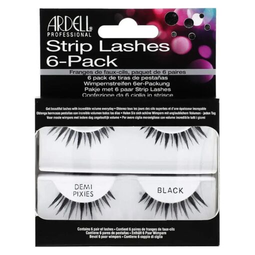 Ardell Natural Demi Pixies Black False Strip Lashes, 6 pairs x 1 pack