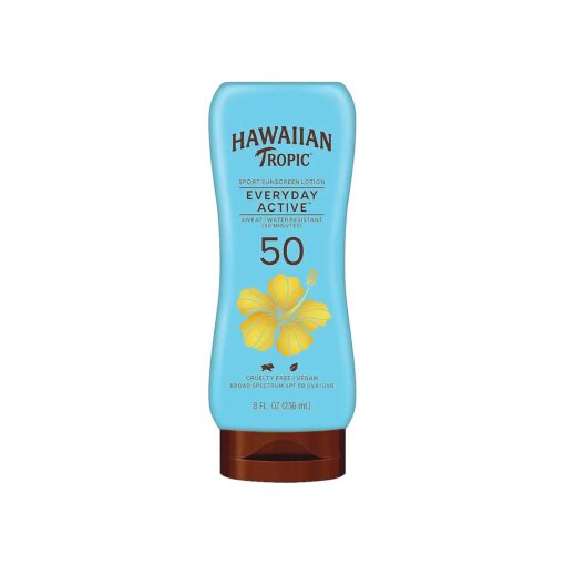 Hawaiian Tropic Everyday Active Lotion Sunscreen SPF 50, 8oz | Hawaiian Tropic Sunscreen SPF 50, Sunblock, Broad Spectrum Sunscreen, Oxybenzone Free Sunscreen, Water Resistant Sunscreen, 8oz