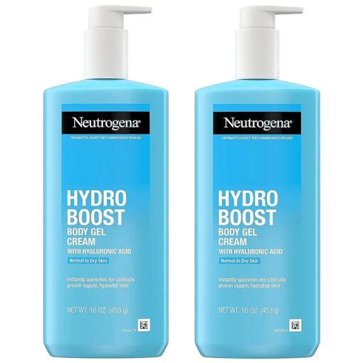 Neutrogena Hydro Boost Body Moisturizing Gel Cream with Hyaluronic Acid, Fast Absorbing, Lightweight Hydrating Body Lotion for Normal to Dry Skin, Paraben-Free, Twin Pack, 2 x 16 oz