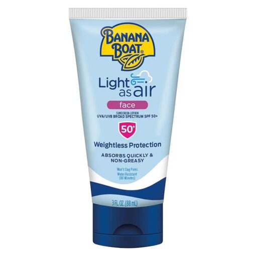 Light As Air Face Sunscreen Lotion SPF 50, 3oz | Travel Size Sunscreen, Lightweight Sunscreen, Banana Boat Sunscreen Lotion for Face SPF 50, Oxybenzone Free Sunscreen SPF Face Lotion, 3oz