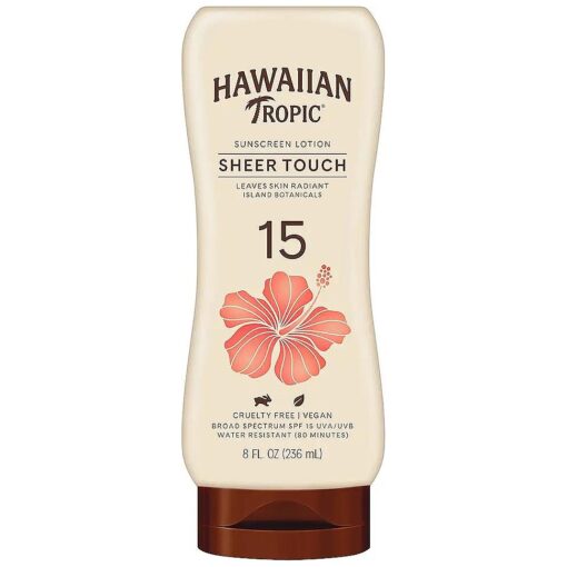 Hawaiian Tropic Sheer Touch Ultra Radiance Lotion Sunscreen SPF 15, 8oz | Hawaiian Tropic Sunscreen SPF 15, Sunblock, Broad Spectrum Sunscreen, Oxybenzone Free Sunscreen, Body Sunscreen, 8oz