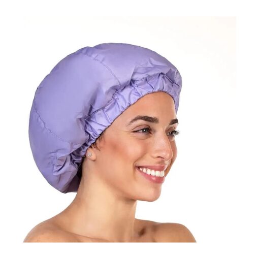 Premium Shower Cap for Women - 1000+ Showers, 100 % Waterproof, Double-Sided, Large Shower Cap For Long Hair & Great For Curls ( Anti-Frizz Terry Cloth Lining ) ( Lilac )