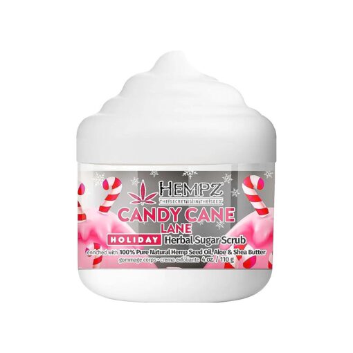 Hempz Limited Edition Candy Cane Lane Exfoliating Body Scrub ( 4 Oz ) - Yummy Holiday Scented Sugar Body Scrub for Shower & Bath, Cozy Candy Cane Scented Sugar Scrub Exfoliant for Women & Men