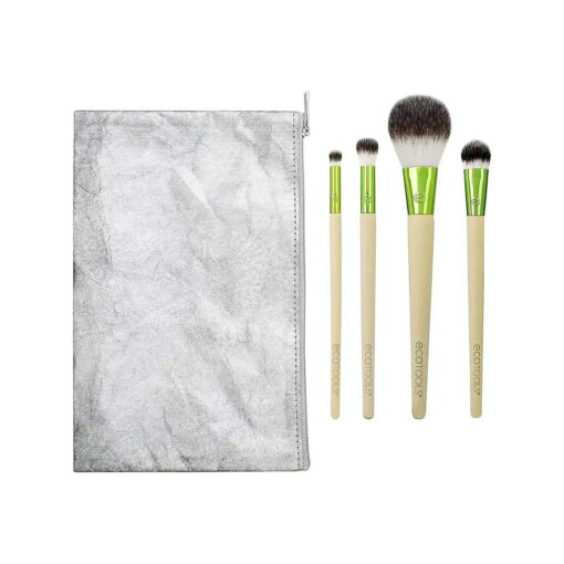 EcoTools Vibes Kit Makeup Brush Gift Set with Travel Brush Bag For Power, Foundation and Concealer