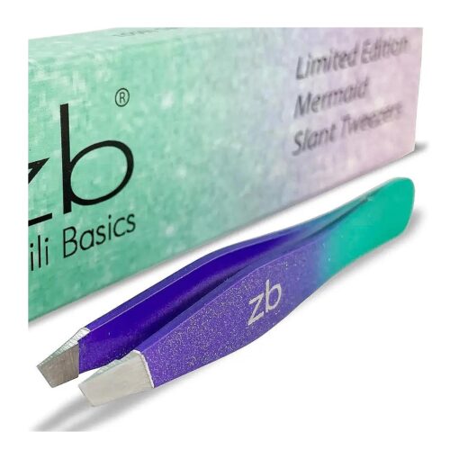 Tweezers - Limited Edition Mermaid Slant Tip - Best Tweezer for Eyebrow, Facial Hair Removal and your Precision Needs