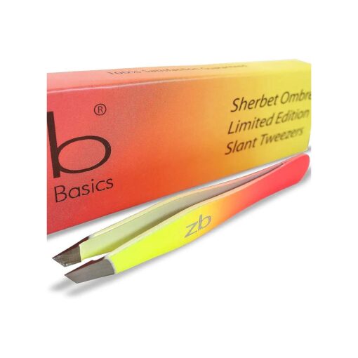 Tweezers - Limited Edition Sherbet Ombre Slant Tip - Best Tweezer for Eyebrow, Facial Hair Removal and your Precision Needs