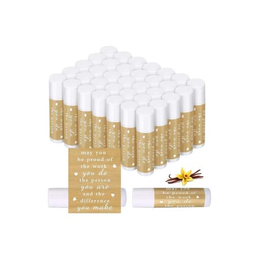 Demissle Thank You Gifts for Coworker Lip Balm Bulk Set Inspirational Appreciation Gifts Leaving Farewell Gifts Vanilla Ingredients Lips Care Products for Friends Teacher Worker Employee ( 36 Pcs )