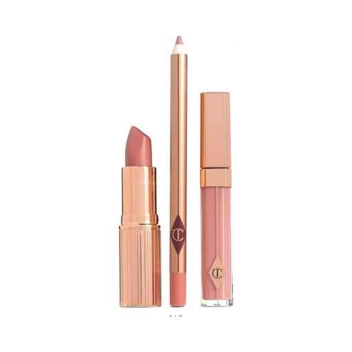 Charlotte Tilbury The Pillow Talk Full Size Lip Kit- Lip Liner, Lipstick, and Lip Gloss .