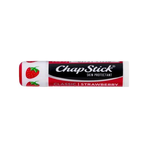 ChapStick Classic ( 1 Box of 12 Sticks, 12 Total Sticks, Strawberry Flavor ) Skin Protectant Flavored Lip Balm Tube, 0.15 Ounce Each