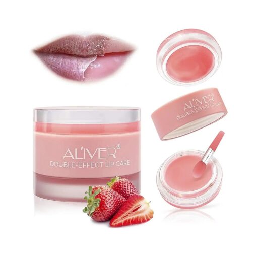 Lip Scrub Mask, Lip Sleeping Mask with Double Effect, Repair Lip Mask for Dry, Cracked Lips, Lip Moisturiser for Lip Treatment Care, Lip Repair Balm ( Strawberry )