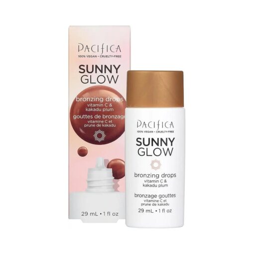 Pacifica Beauty Sunny Glow Bronzing Drops with Vitamin C, Skin Tint Illuminator, Liquid Bronzer, Dewy Healthy Glow, Silky Sunkissed Skin, Vegan and Cruelty Free, 1 fl oz