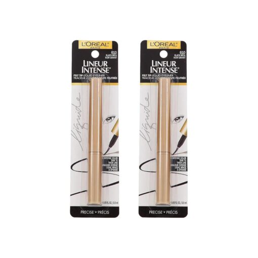 L'Oreal Lineur Intense Felt Tip Liquid Eyeliner, Black Mica [ 610 ], 0.05 oz ( Pack of 2 )