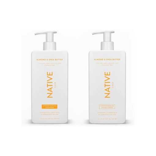 Native Shampoo and Conditioner Set | Sulfate Free, Paraben Free, Dye Free, with Naturally Derived Clean Ingredients| 16.5 oz ( Almond & Shea Butter, Strengthening ), 1.31 pounds