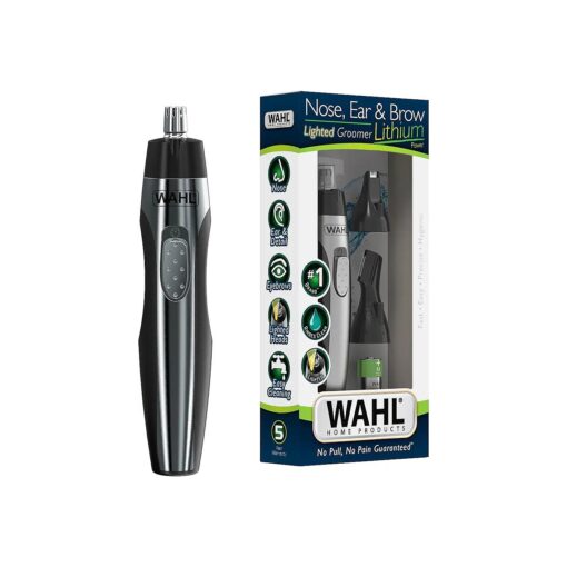 Wahl Lithium Battery Powered Lighted Ear, Nose, & Brow Trimmer - Painless Eyebrow & Facial Hair Detail Personal Trimmer - Model 5546-400