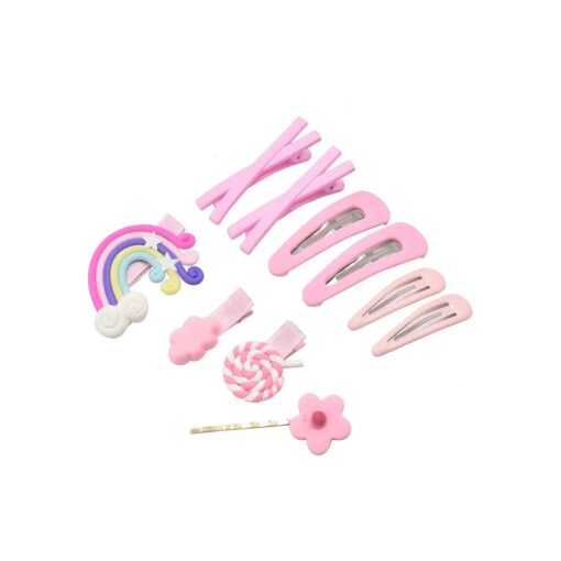 LYDZTION Hair Clips for Girls,10Pcs Cute Candy Color Cartoon Design Hair Pins Assorted Colors Hair Clips Hair Barrettes Hair Accessories, Pink