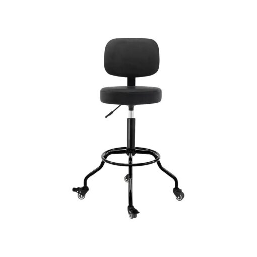 Lockable Cushioned Shop Stool with Ergonomic Backrest Wheels Adjustable Heavy Duty Swivel Stool for Garage Workbench