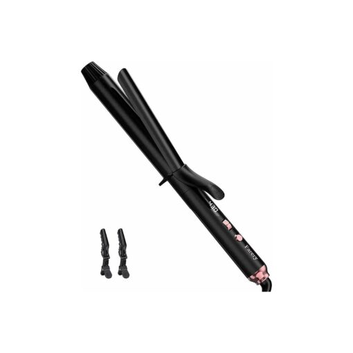 Long Barrel Curling Iron 1 1/4 inch, 1.25 Inch Curling Iron for Thin Hair, Ceramic Curling Iron Infused Argan Oil & Keratin, Lasting Styling, 11 Adjustable Temp, Include Clips & Silicone Pad