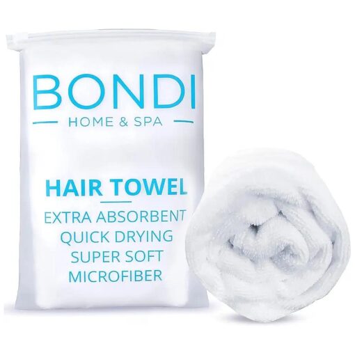 Bondi SPA Microfiber Hair Towel - Dries Wet Hair 50 % Faster - Anti-Frizz Hair Drying Towel - Perfect for Long or Curly Hair - XL ( 42 x 22 ) - Super Soft