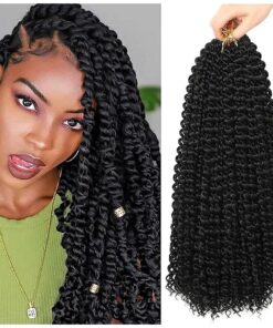 Ubeleco Passion Twist Hair 18 Inch 132 Strands Water Wave Crochet Hair 22 Strands/pack 6 Packs Long Curly Braiding Hair Spring Twist Crochet Braids Hair Extensions for Black Women ( 18inch,1B )