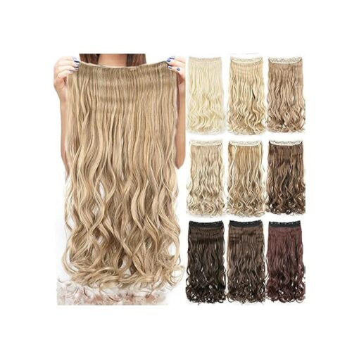 Long Natural Thick Hair Curly Clip in on Synthetic Hair Extensions Hairpieces for Women ( 28 inches, Dirty Blonde )