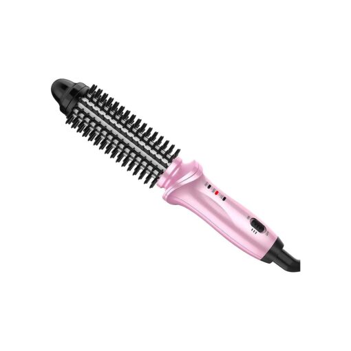 Curling Iron Brush for Short Long Hair, Hair Curling Brush Long Barrel Tourmaline Ceramic, Dual Voltage Curling Brush Iron with Anti-Scald Bristles