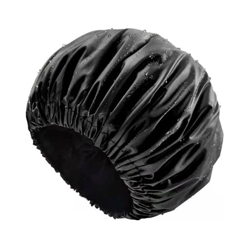 Extra Large Shower Caps For Women Men Black Adjustable Satin Lined Bonnets Waterproof XL For Curly Long Hair Braids