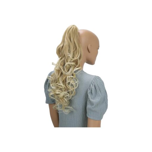 CAISHA 20" Hairpiece Ponytail Clip On Extension With Butterfly Claw Voluminous Wavy Blonde Mix H32