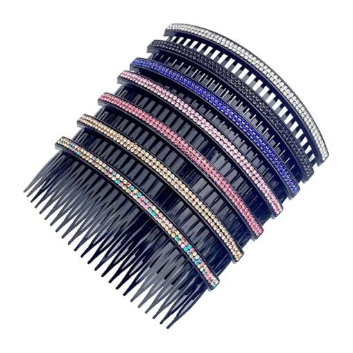 Ruihfas Fashion Women 24 Teeth Hair Comb Pin Clip Double Rows Rhinestone Hair Side Combs 4.72" Length, 5-count