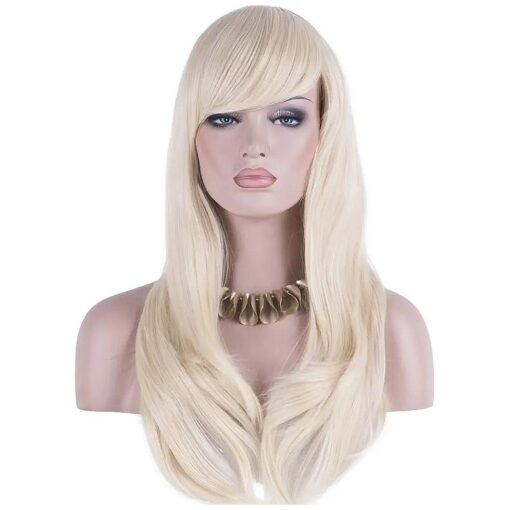 28" Wig Long Heat Resistant Big Wavy Hair Women Cosplay Wig ( Light Blonde )