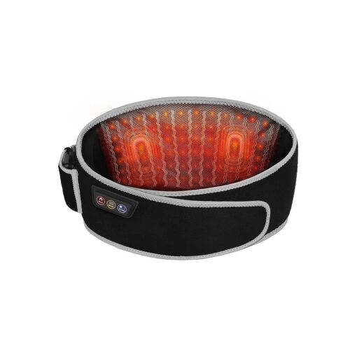 SHINE WELL Back Massager Belt for Pain Relief, Red Light Therapy Massage Belt with 3 Heat Levels and Vibrating, Lower Back Massager FSA Eligible, Battery Powered