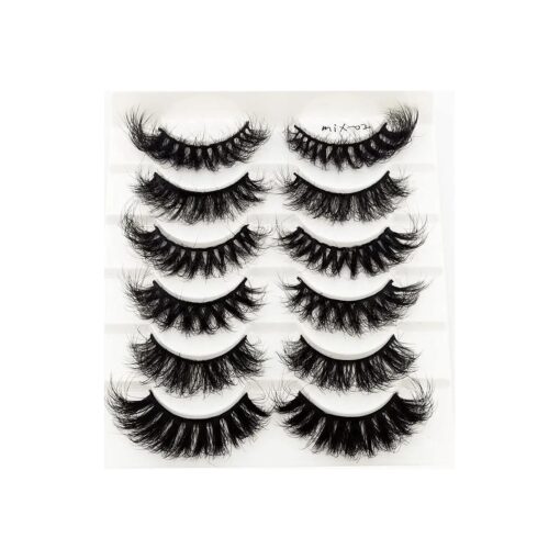 HBZGTLAD 6 Pairs False Eyelashes Cat-Eye Fluffy Faux Mink Lashes 8D Wispy Lashes Pack Dramatic Long Thick Volume Eyelashes ( Mix-02 )